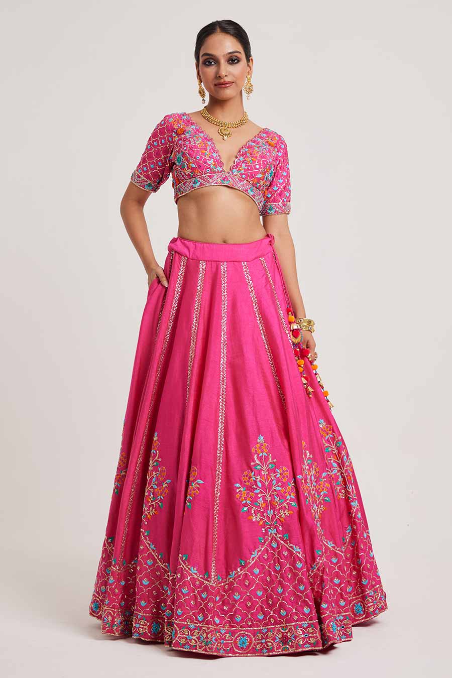 Pink Bhargvi Embroidered Lehenga Set