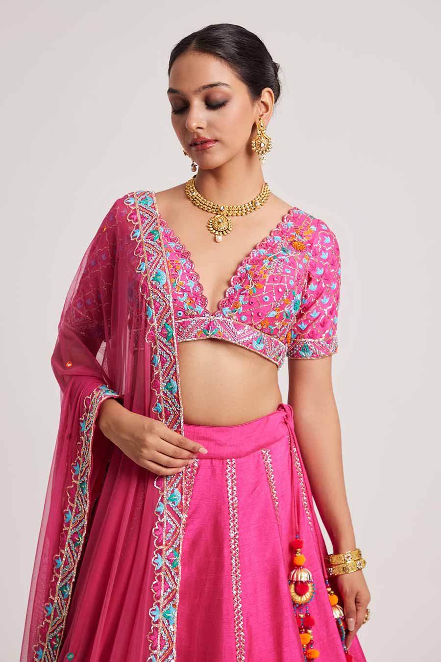 Pink Bhargvi Embroidered Lehenga Set