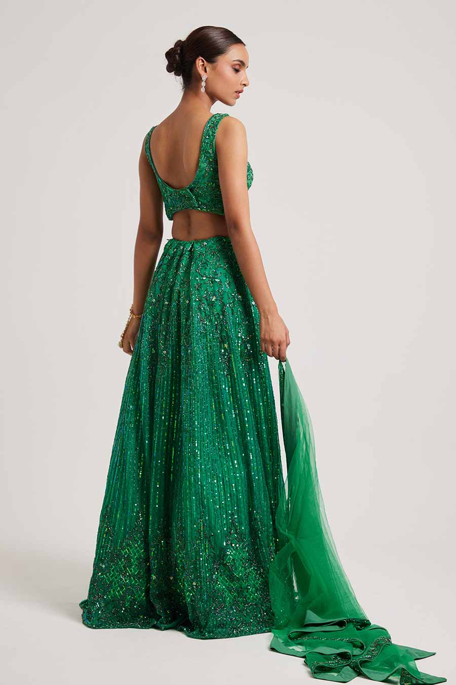 Emerald Green Markata Embroidered Lehenga Set