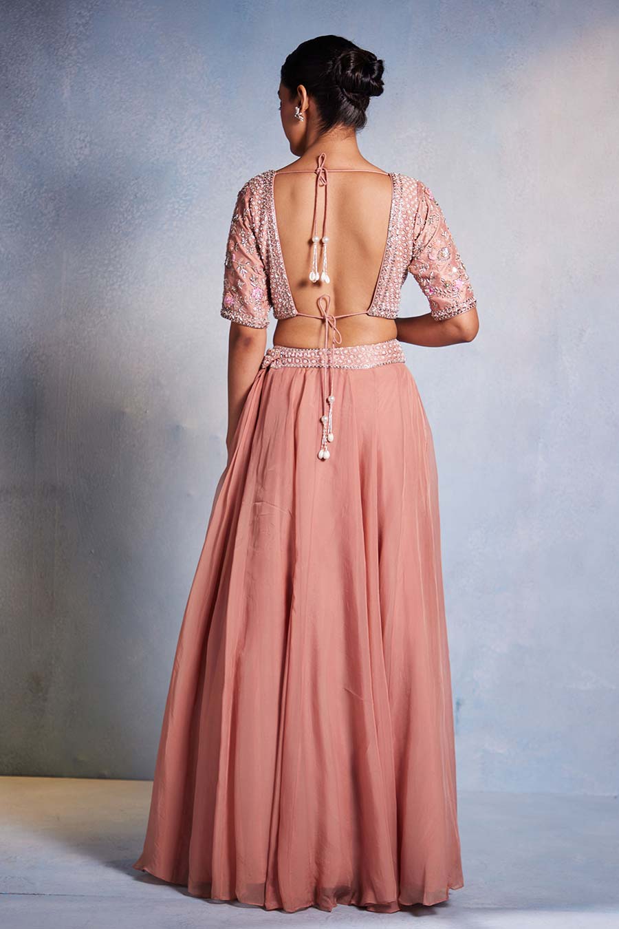 Rose Pink Embroidered Lehenga Set