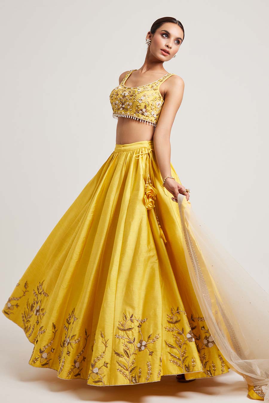 Yellow Ghazal Hand-Embroidered Lehenga Set