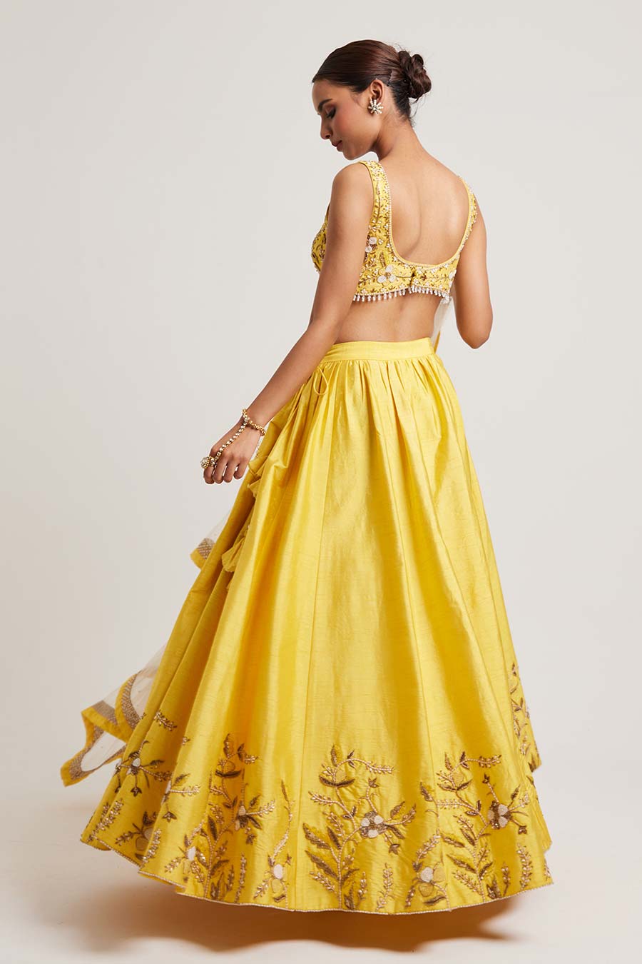 Yellow Ghazal Hand-Embroidered Lehenga Set