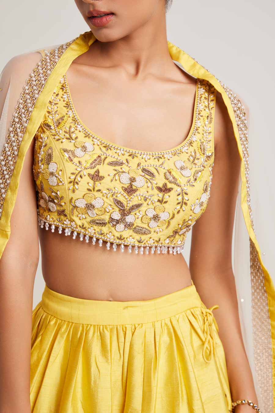 Yellow Ghazal Hand-Embroidered Lehenga Set