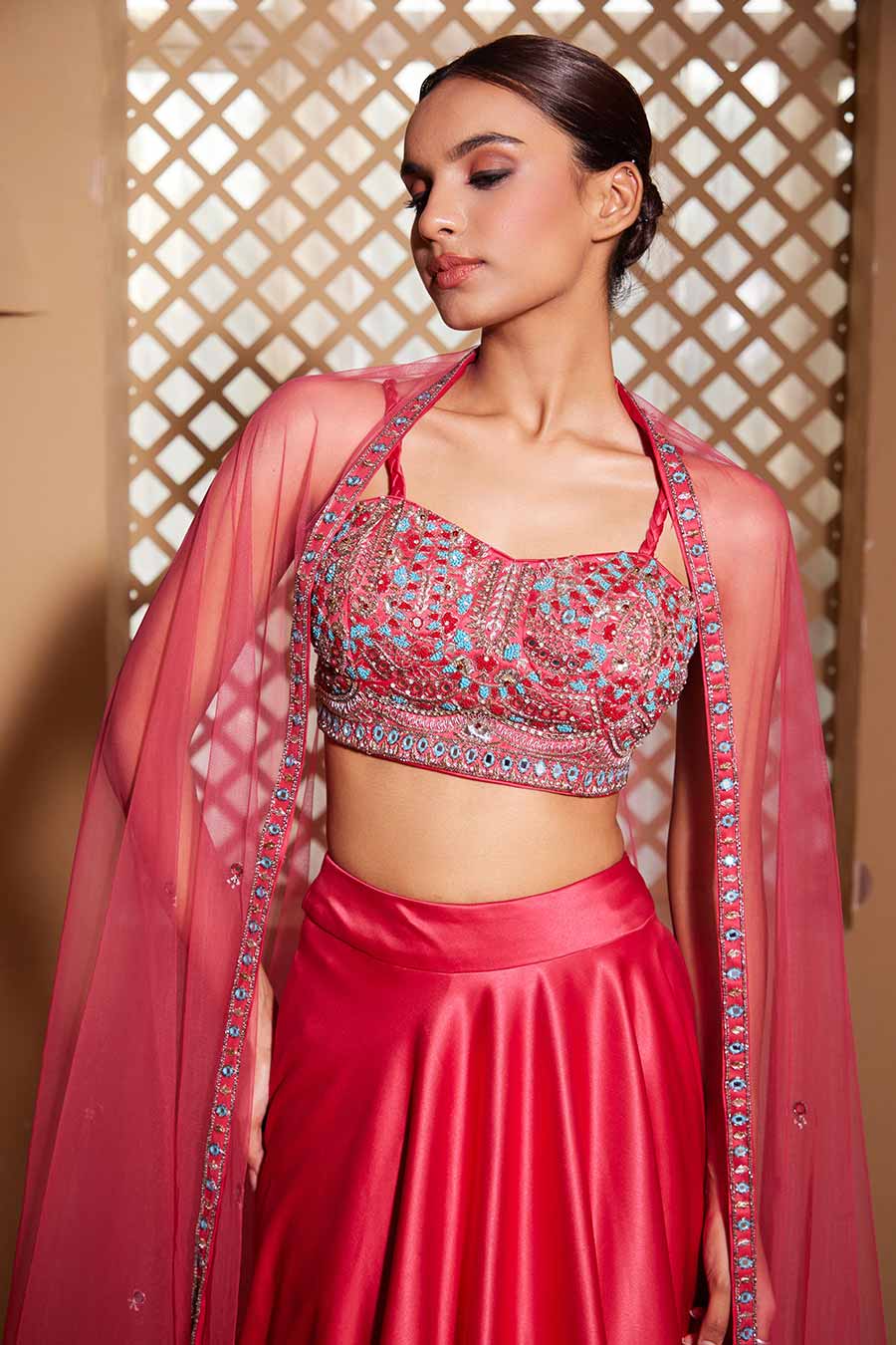 Pink Gul Hand-Embroidered Lehenga Set