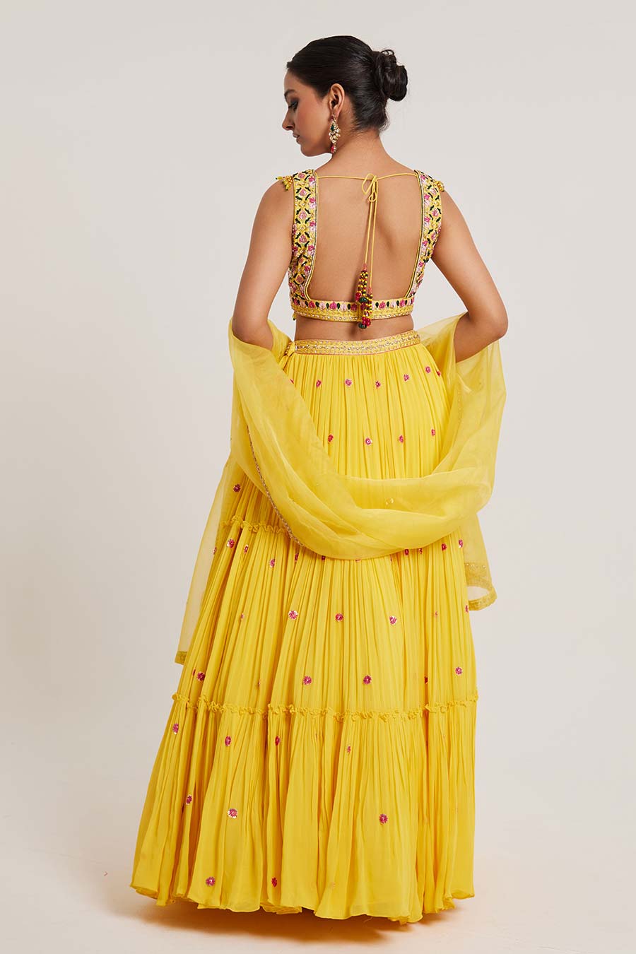 Yellow Hanika Hand-Embroidered Lehenga Set