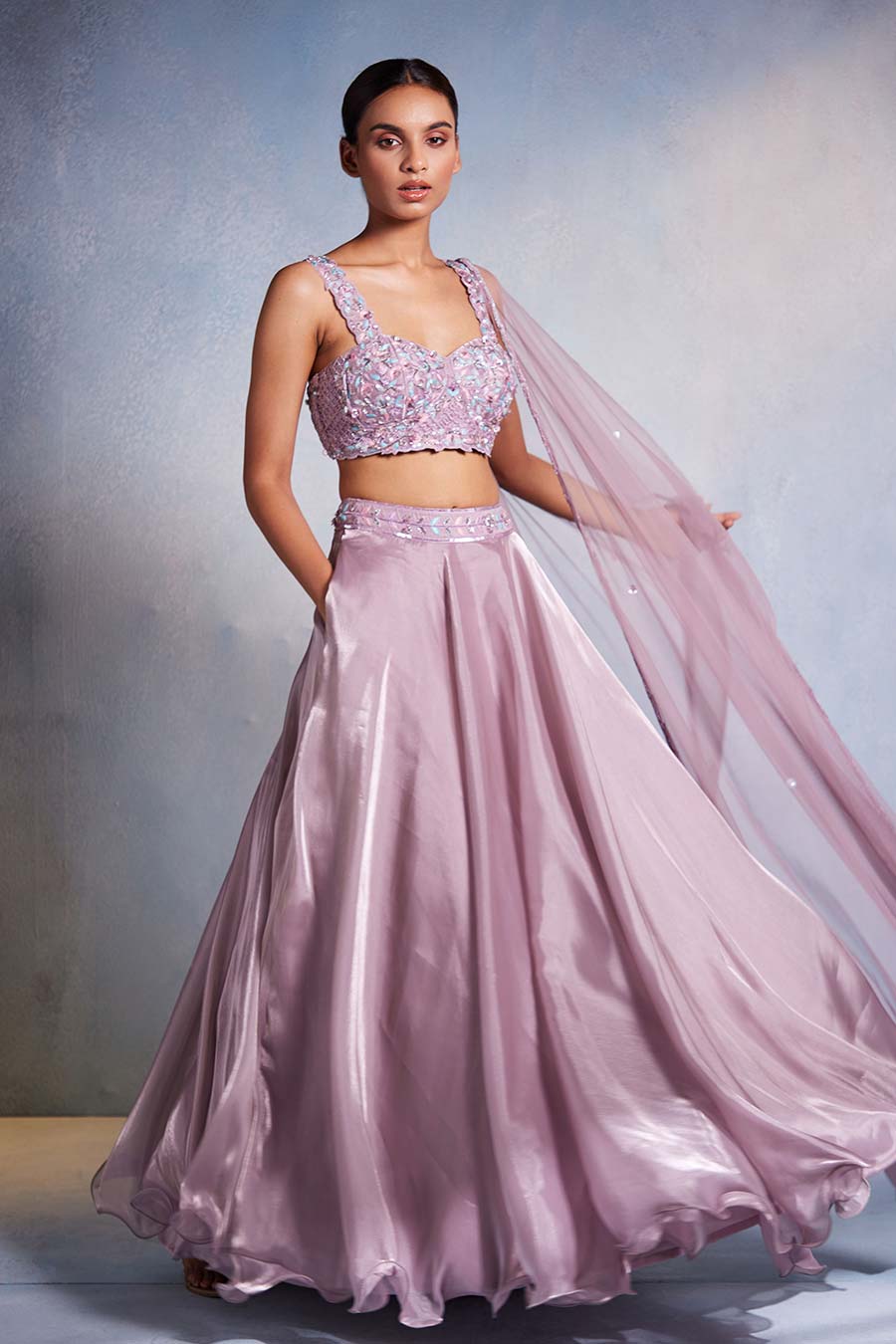 Lilac Itisha Embroidered Lehenga Set