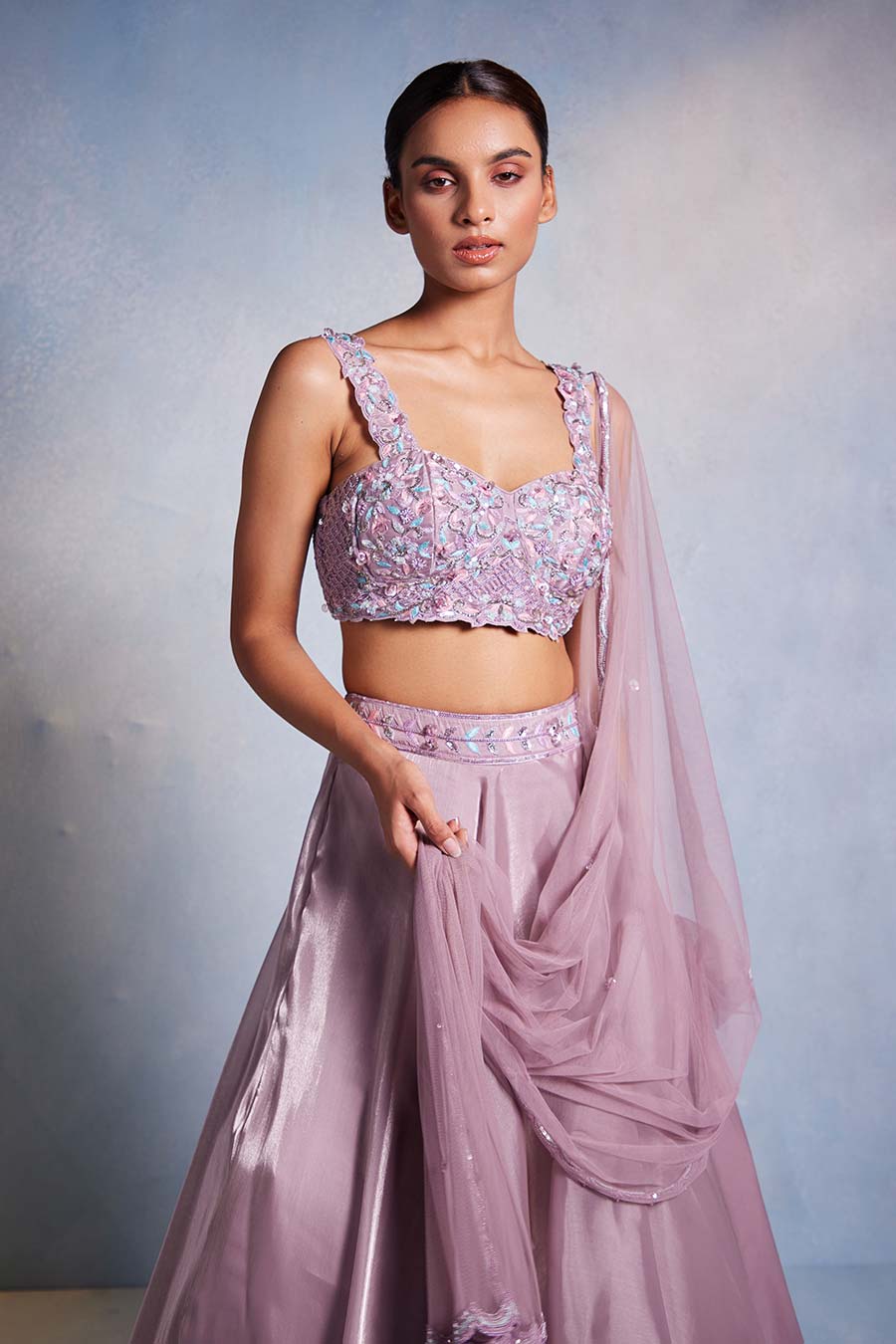 Lilac Itisha Embroidered Lehenga Set