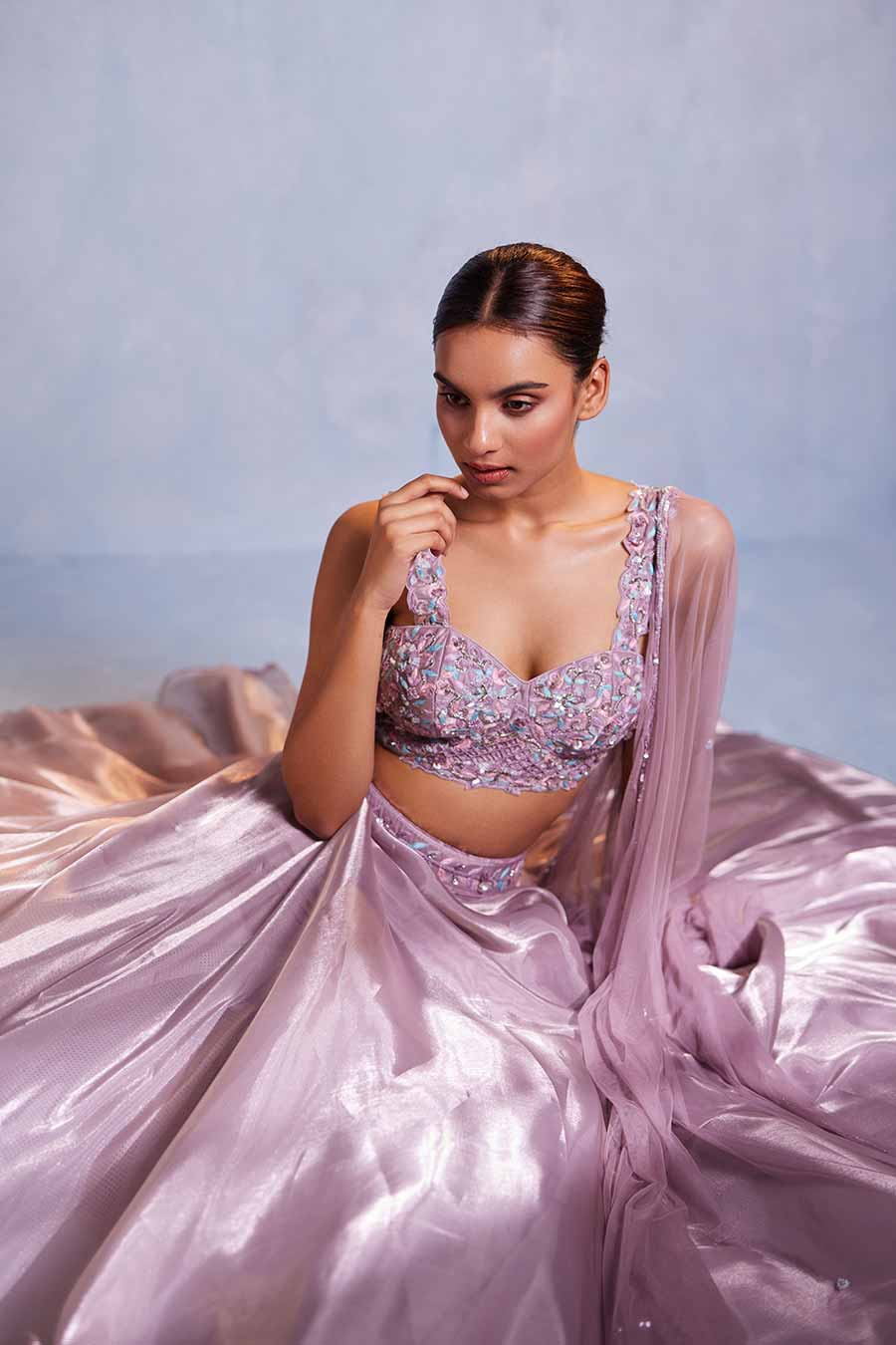 Lilac Itisha Embroidered Lehenga Set