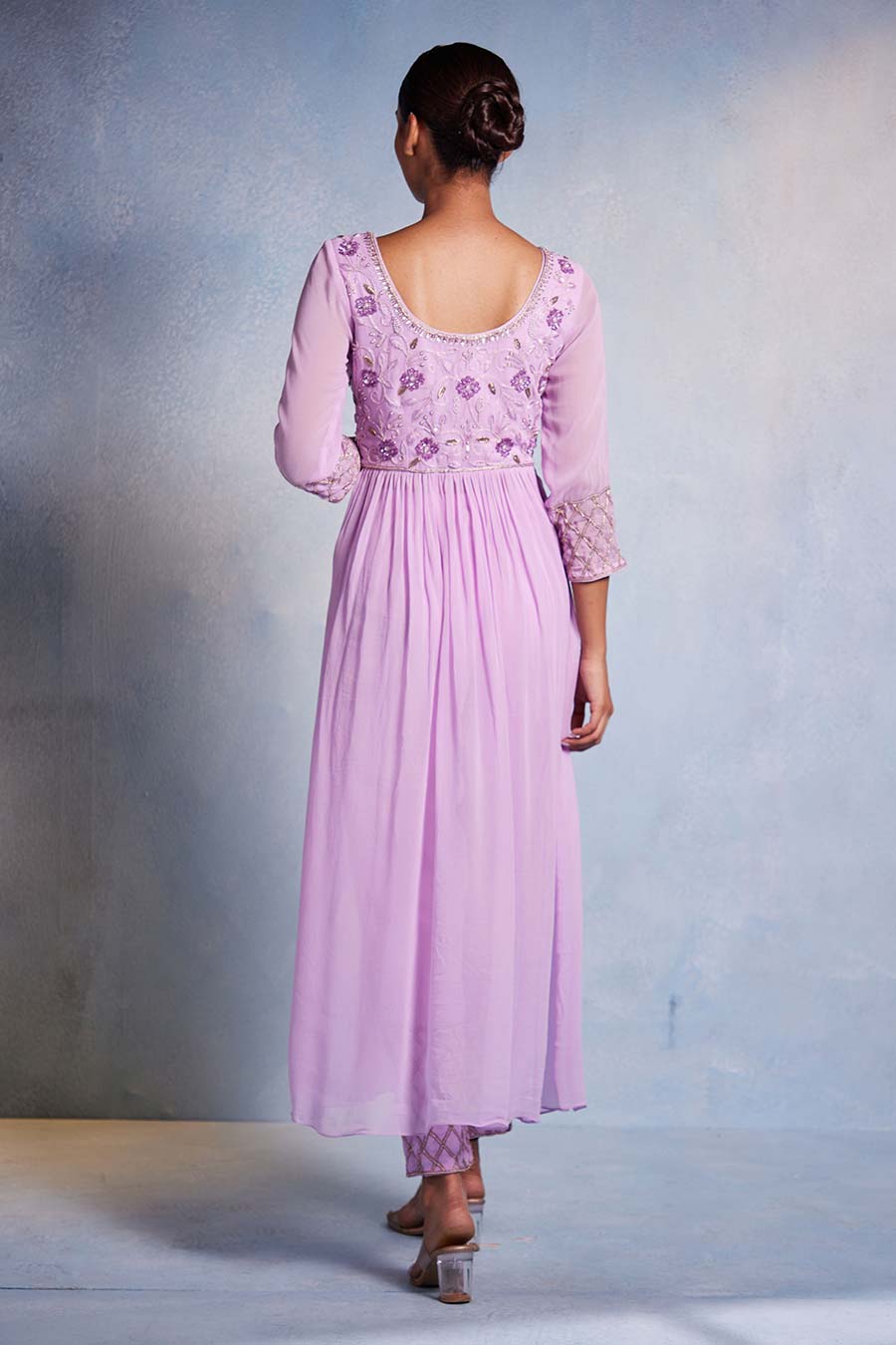 Lilac Kiyah Embroidered Kurta & Pant Set