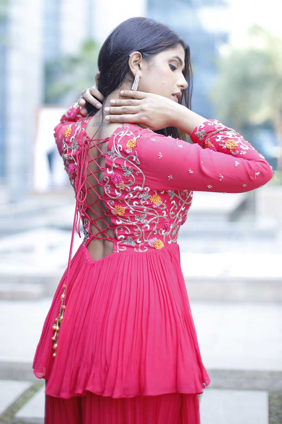 Fuschia Meher Embroidered Kurta & Sharara Set