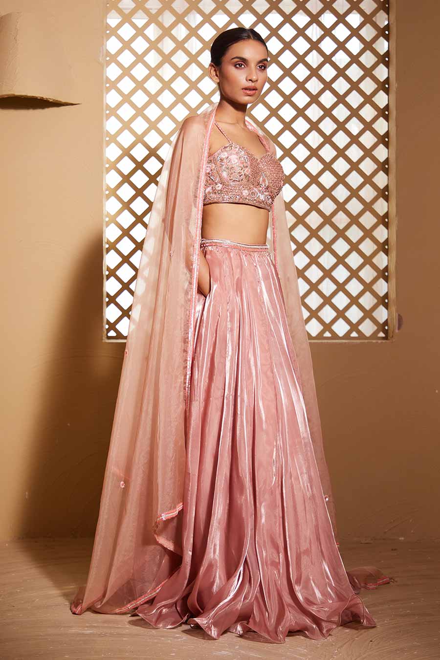 Rose Gold Suhana Embroidered Lehenga Set