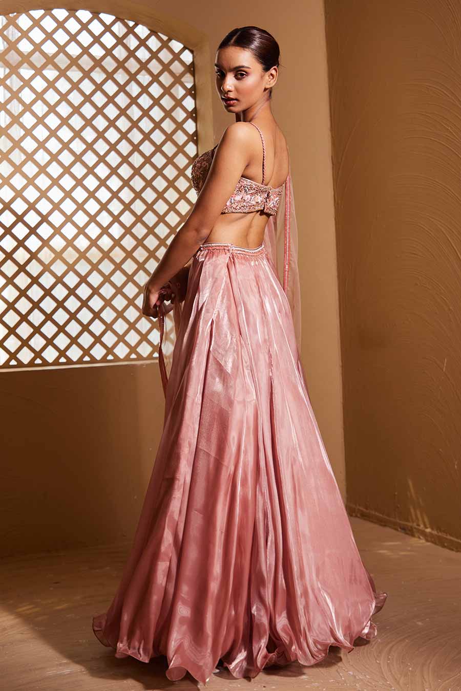 Rose Gold Suhana Embroidered Lehenga Set