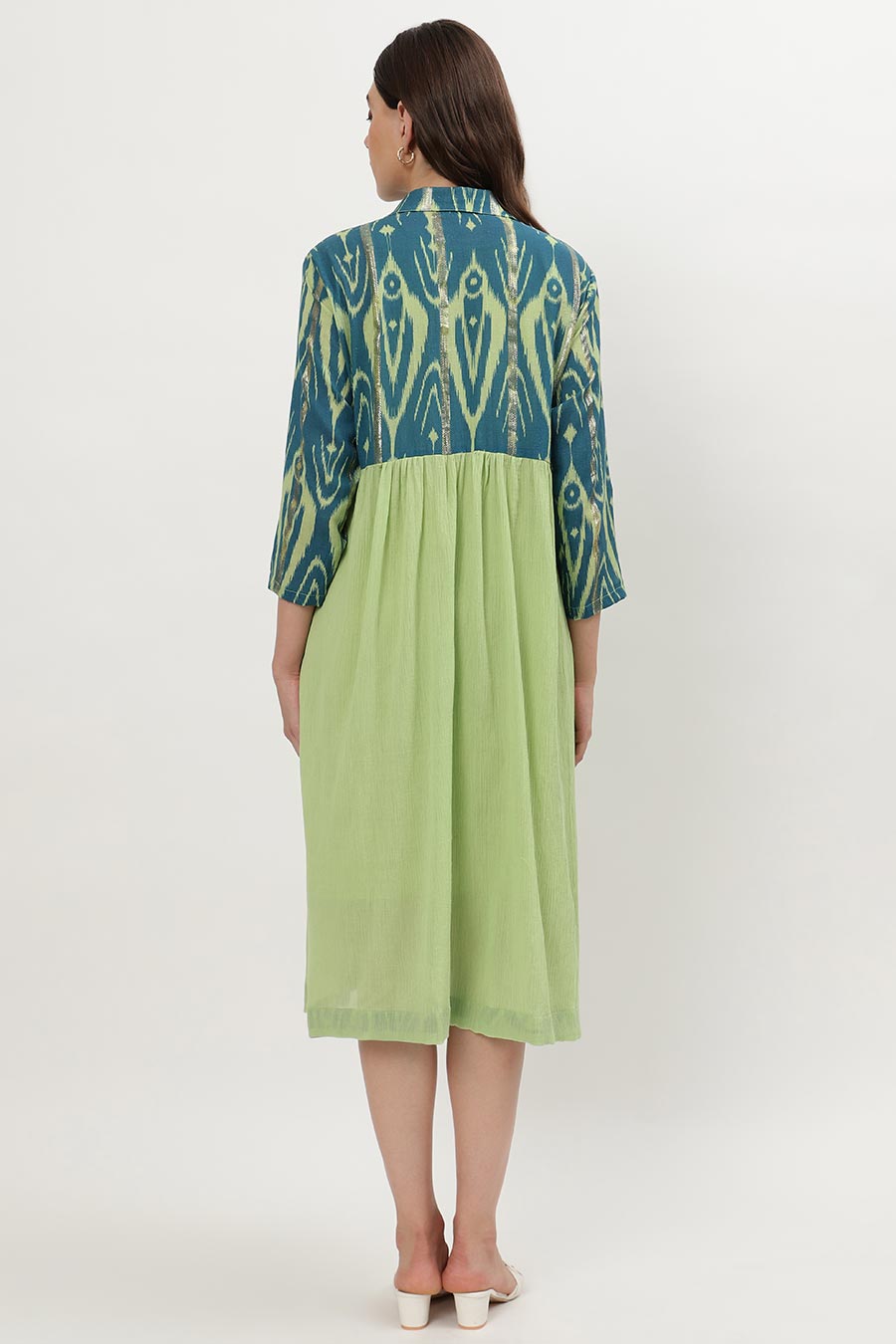 Light Green Ikat Printed Dress