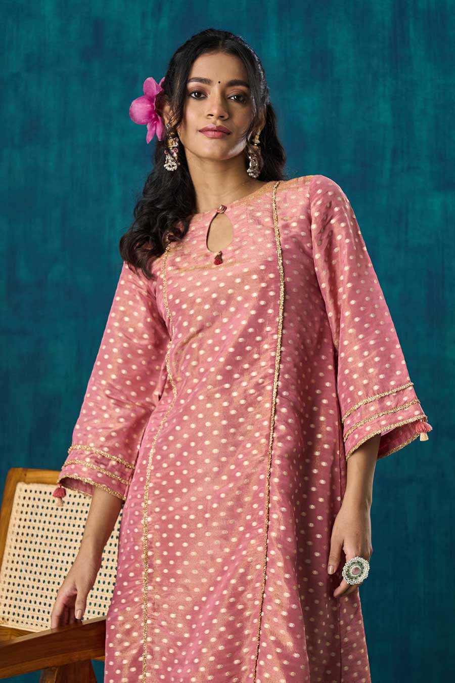 Pink Zari Butti Amala Kurta