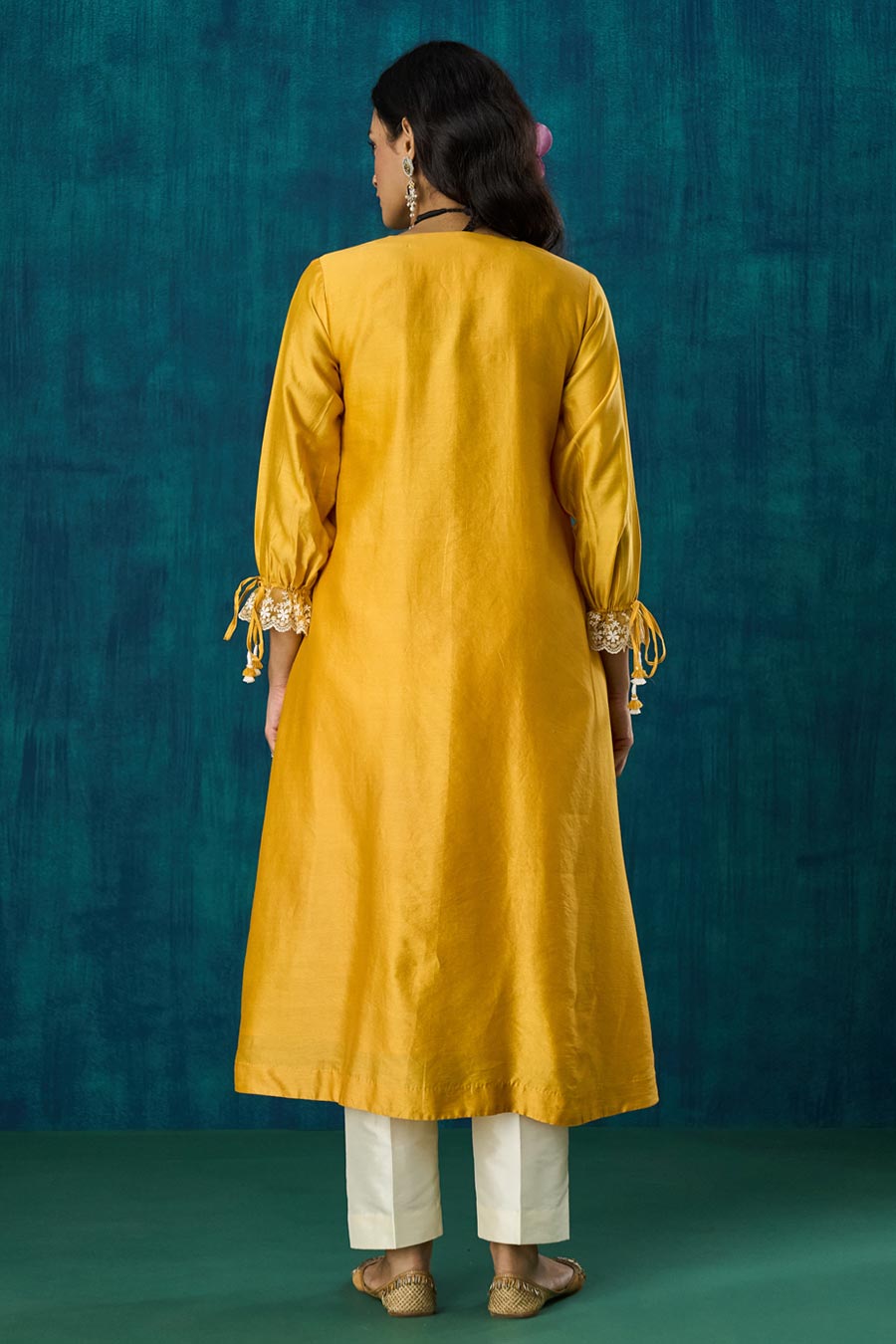 Mango Yellow Pintuck Amrai Kurta