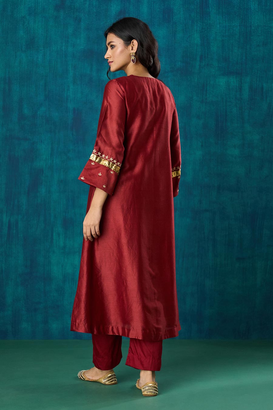 Maroon Embroidered Gitika Kurta