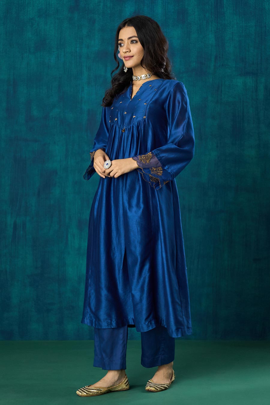 Navy Blue Hand-Embellished Leela Kurta