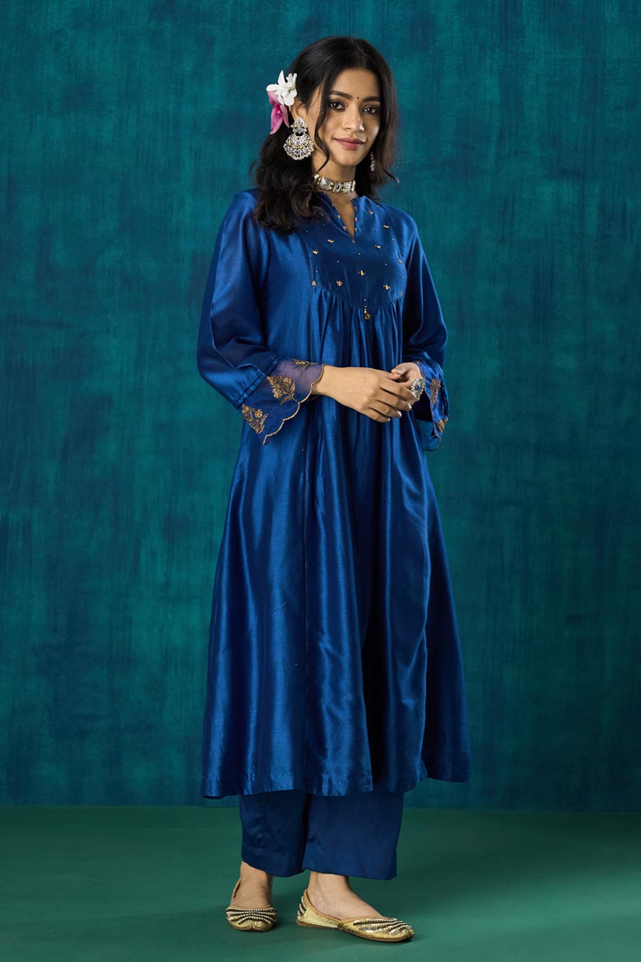 Navy Blue Hand-Embellished Leela Kurta