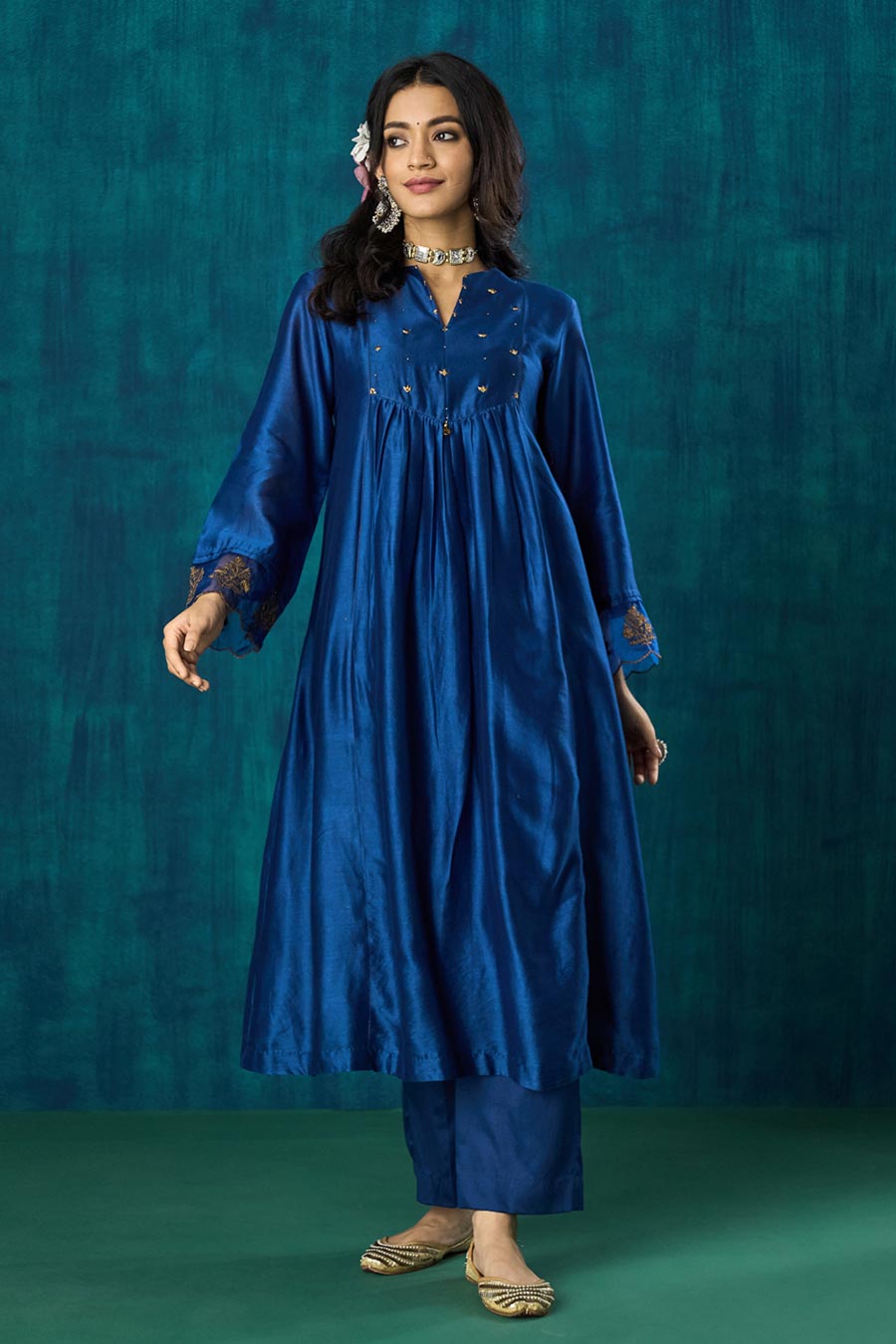 Navy Blue Hand-Embellished Leela Kurta