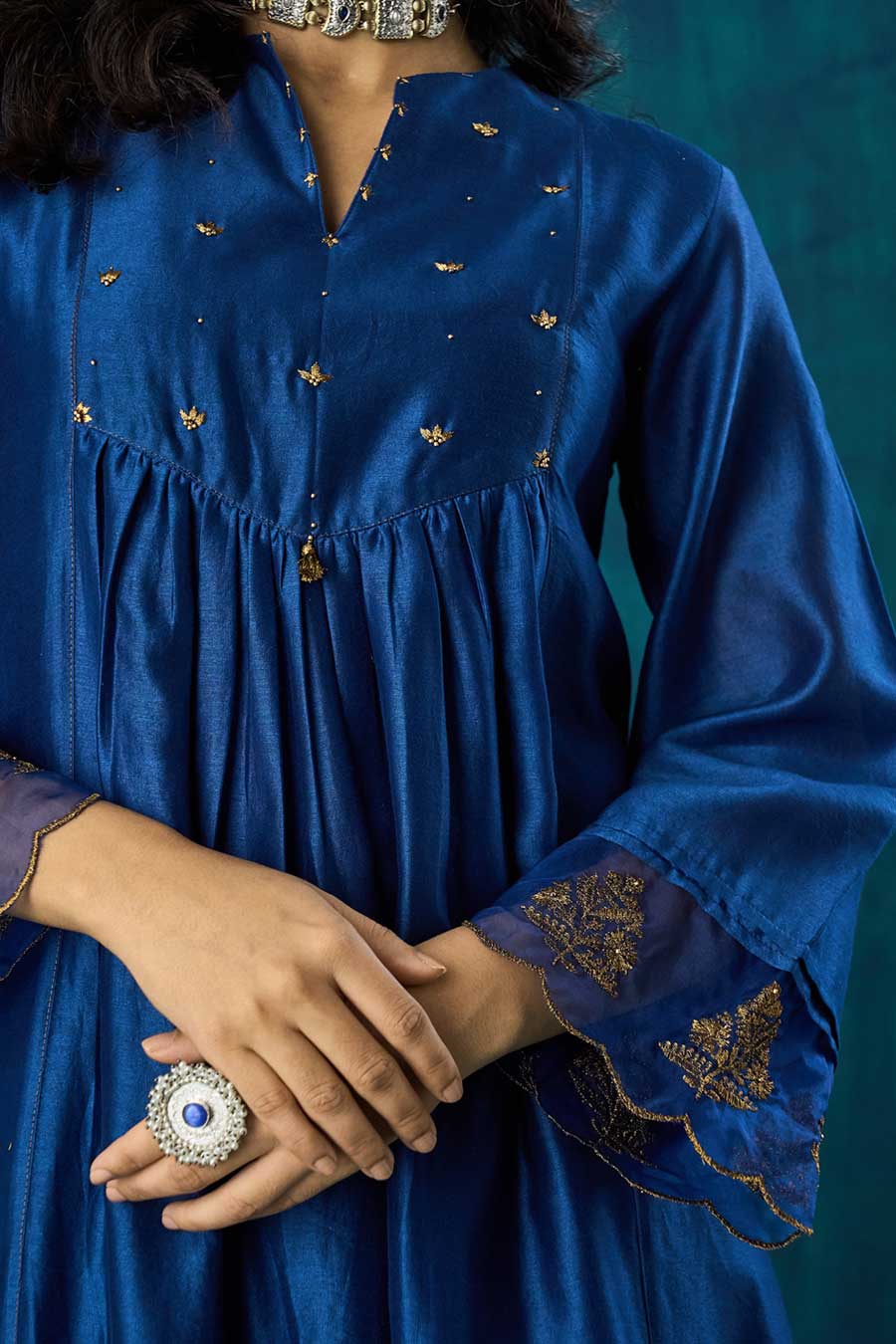 Navy Blue Hand-Embellished Leela Kurta