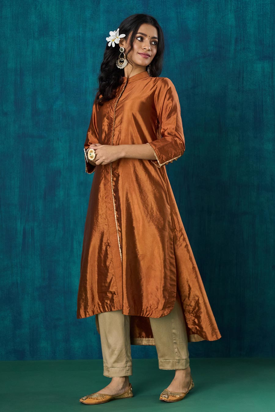 Rust High-Low Sanika Kurta