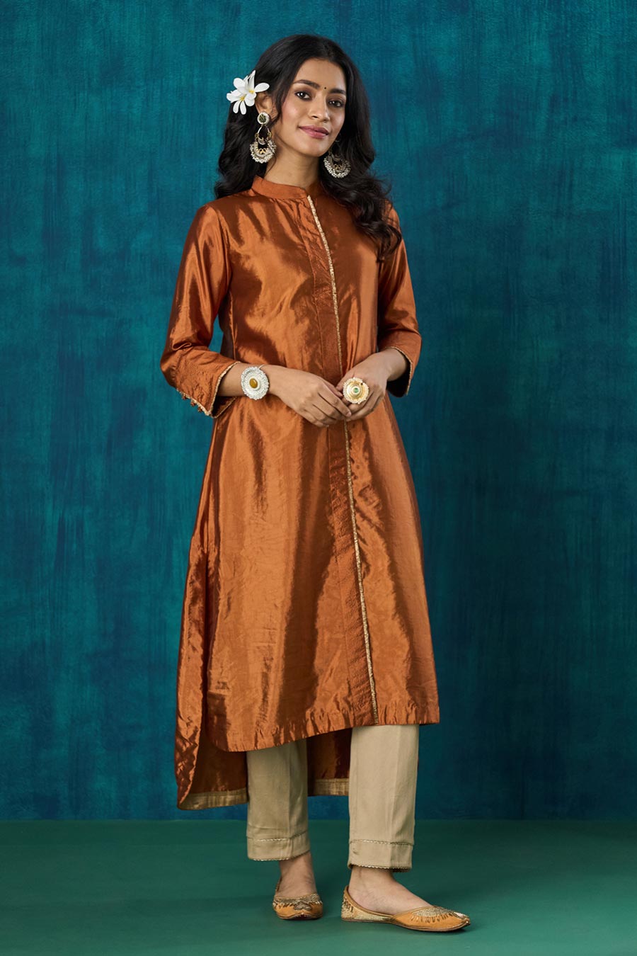 Rust High-Low Sanika Kurta