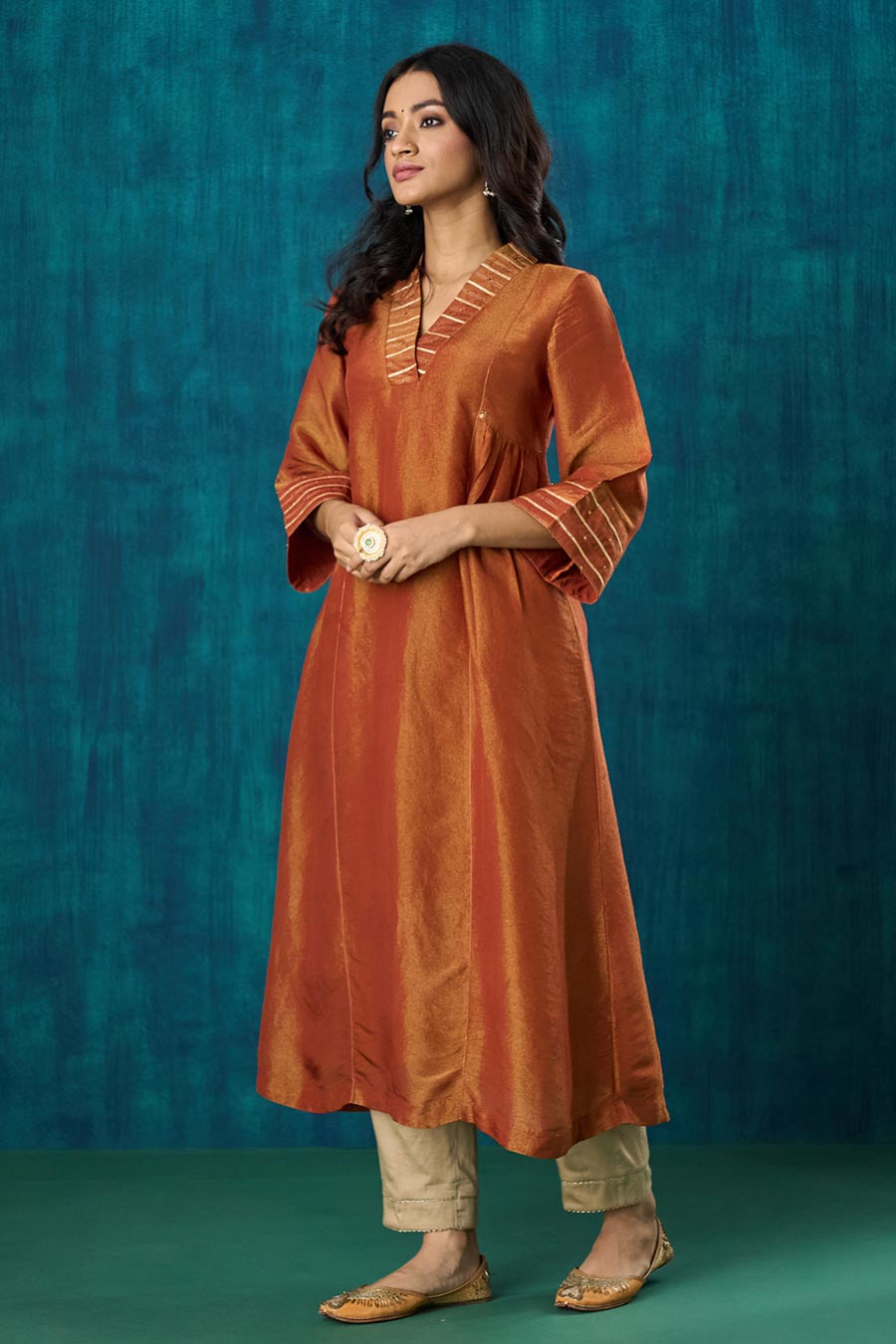 Rust Embellished Navika Kurta