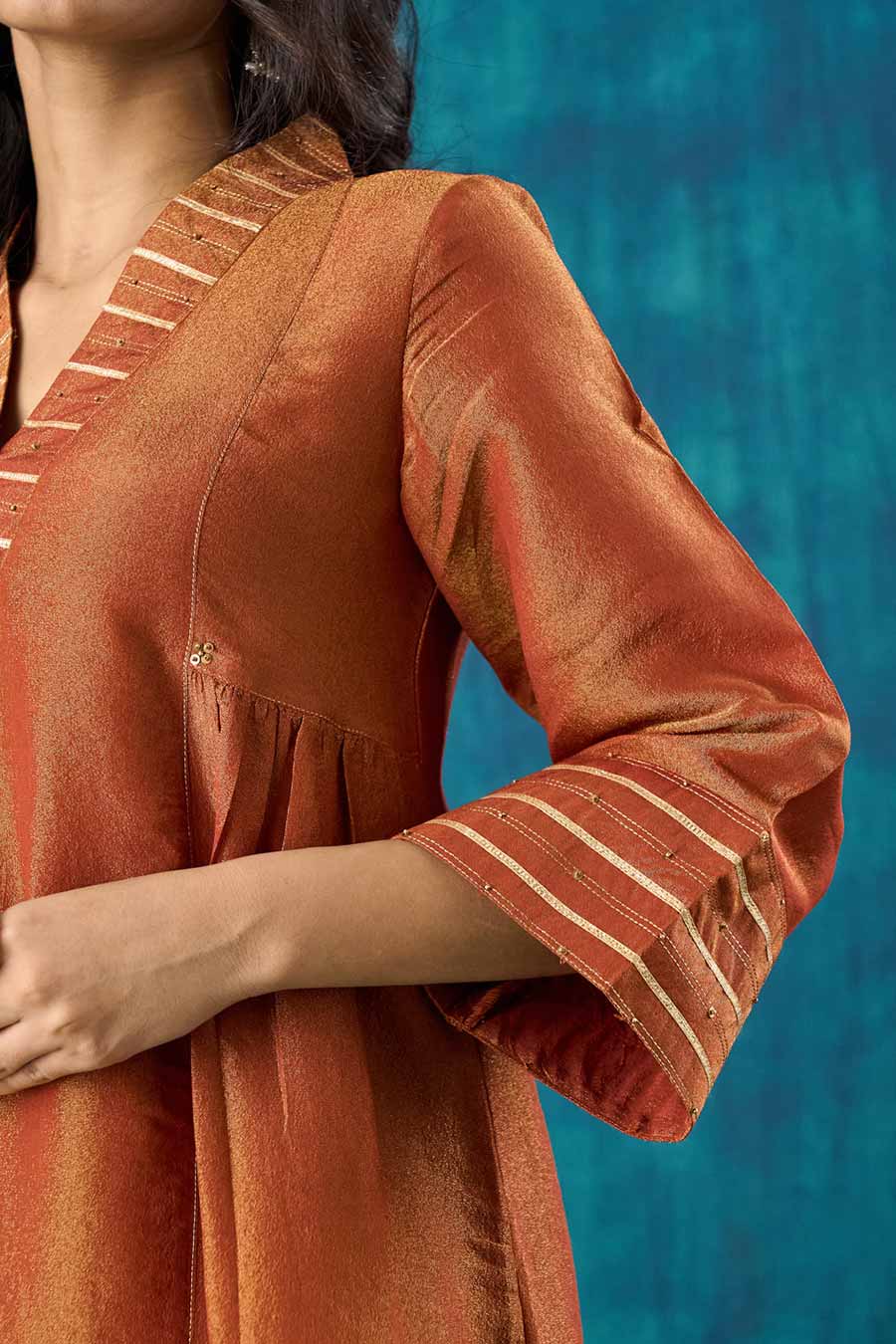 Rust Embellished Navika Kurta