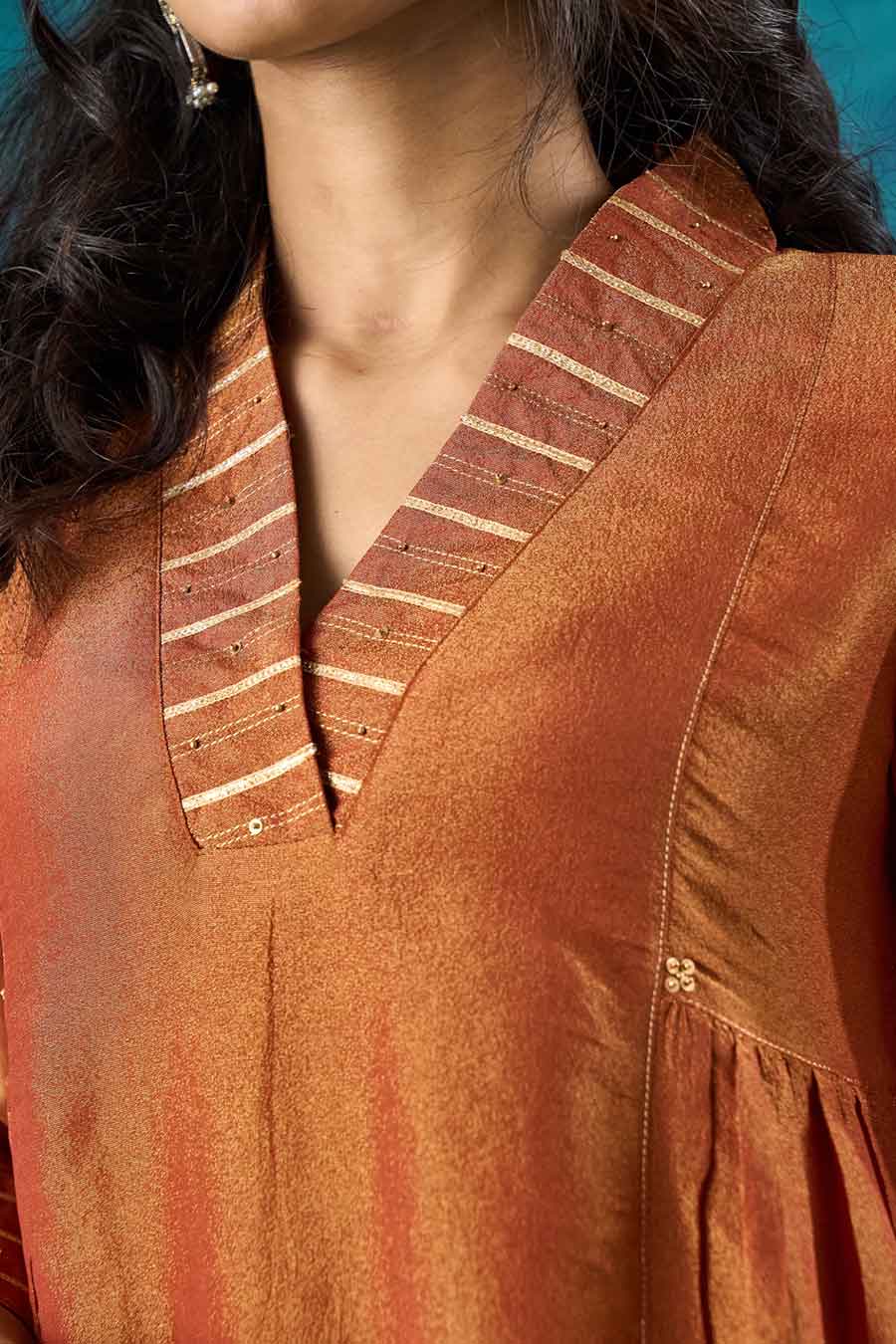 Rust Embellished Navika Kurta