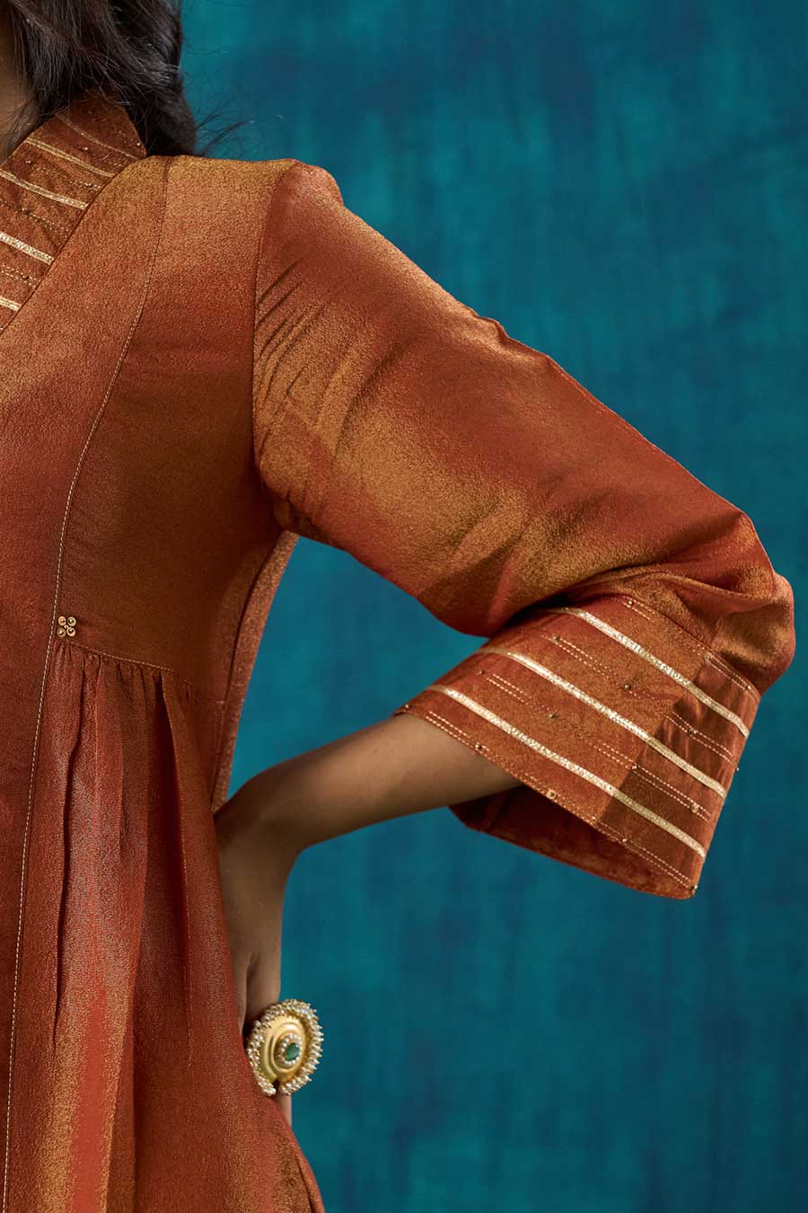 Rust Embellished Navika Kurta