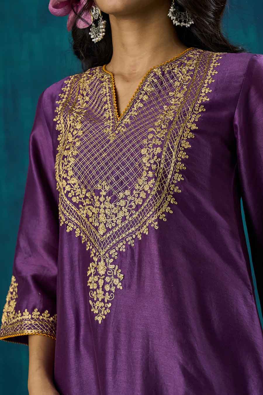 Purple Embroidered Shobhita Kurta