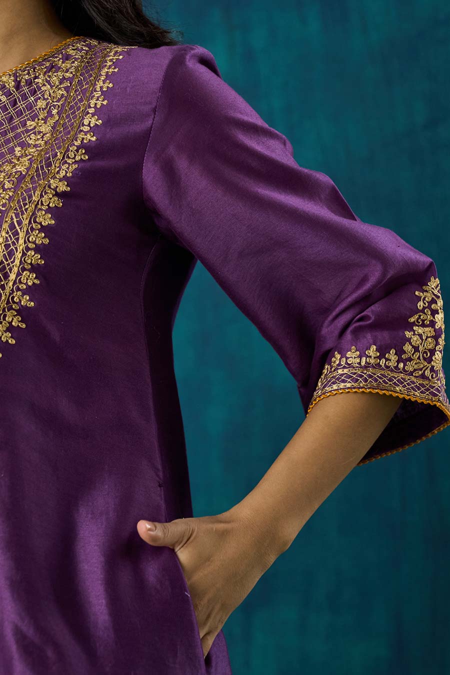 Purple Embroidered Shobhita Kurta