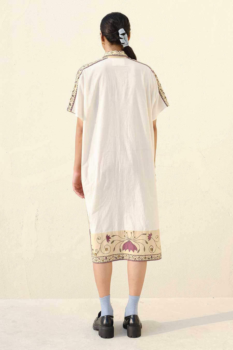 White Hand-Painted Kaftan Dress