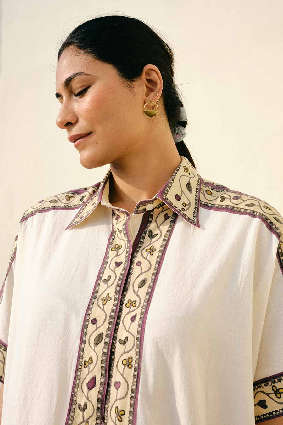 White Hand-Painted Kaftan Dress