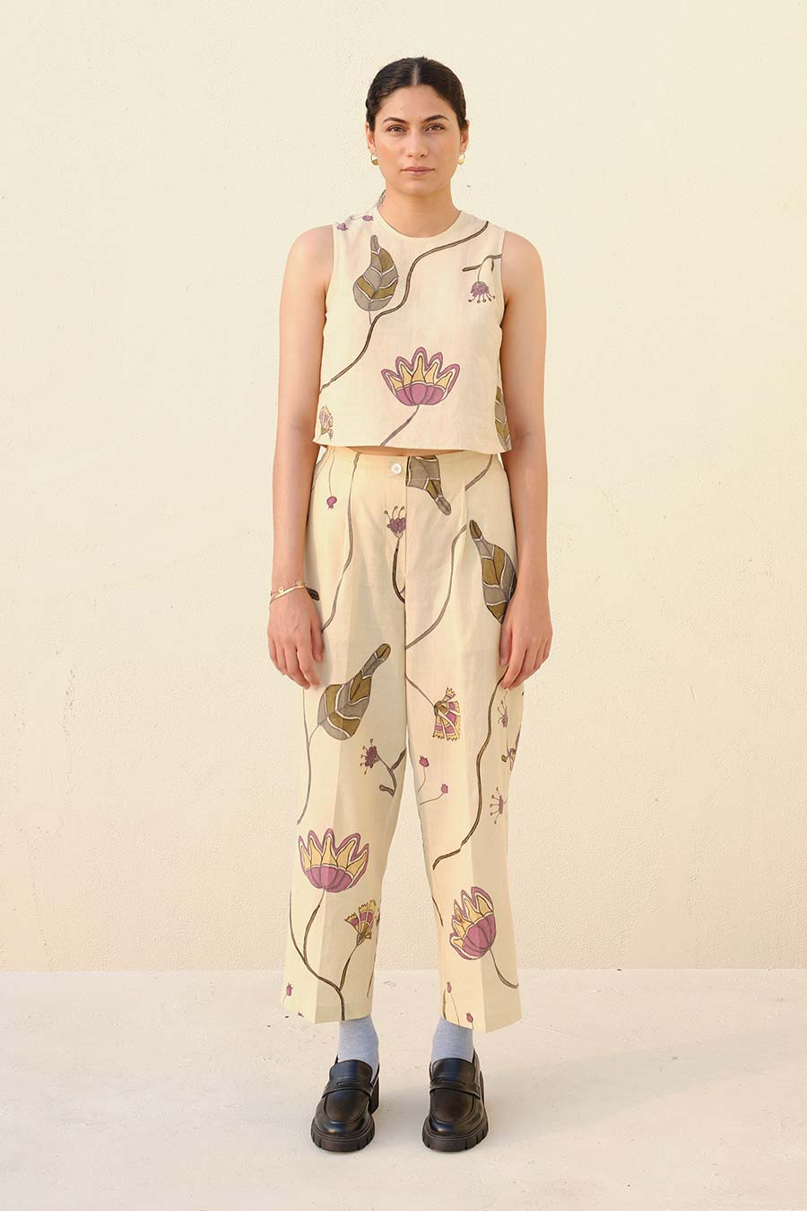 Beige Hand-Painted Trouser