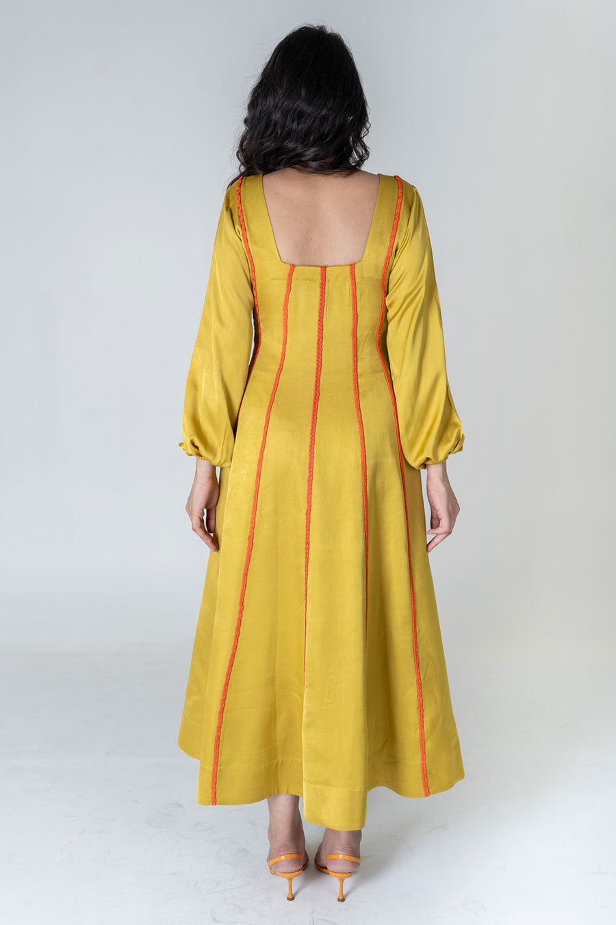 Yellow-Orange Braided Maxi Dress