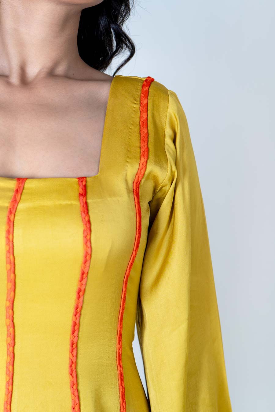 Yellow-Orange Braided Maxi Dress