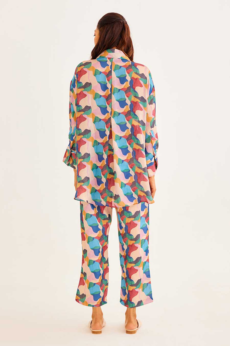 Abstract Print Pocket Shirt & Pant Co-Ord Set