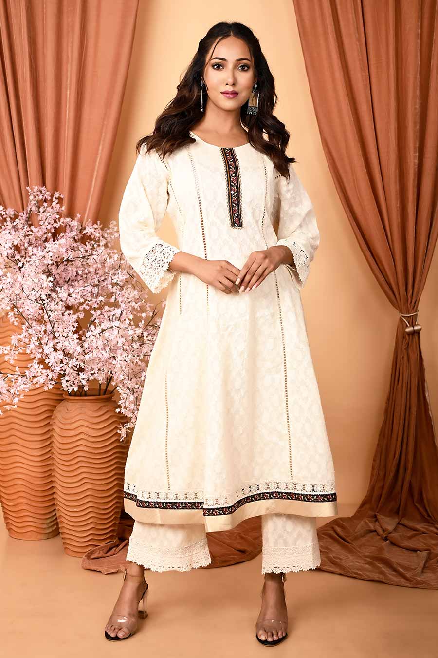 Ivory Hand Embroidered Kurta Set