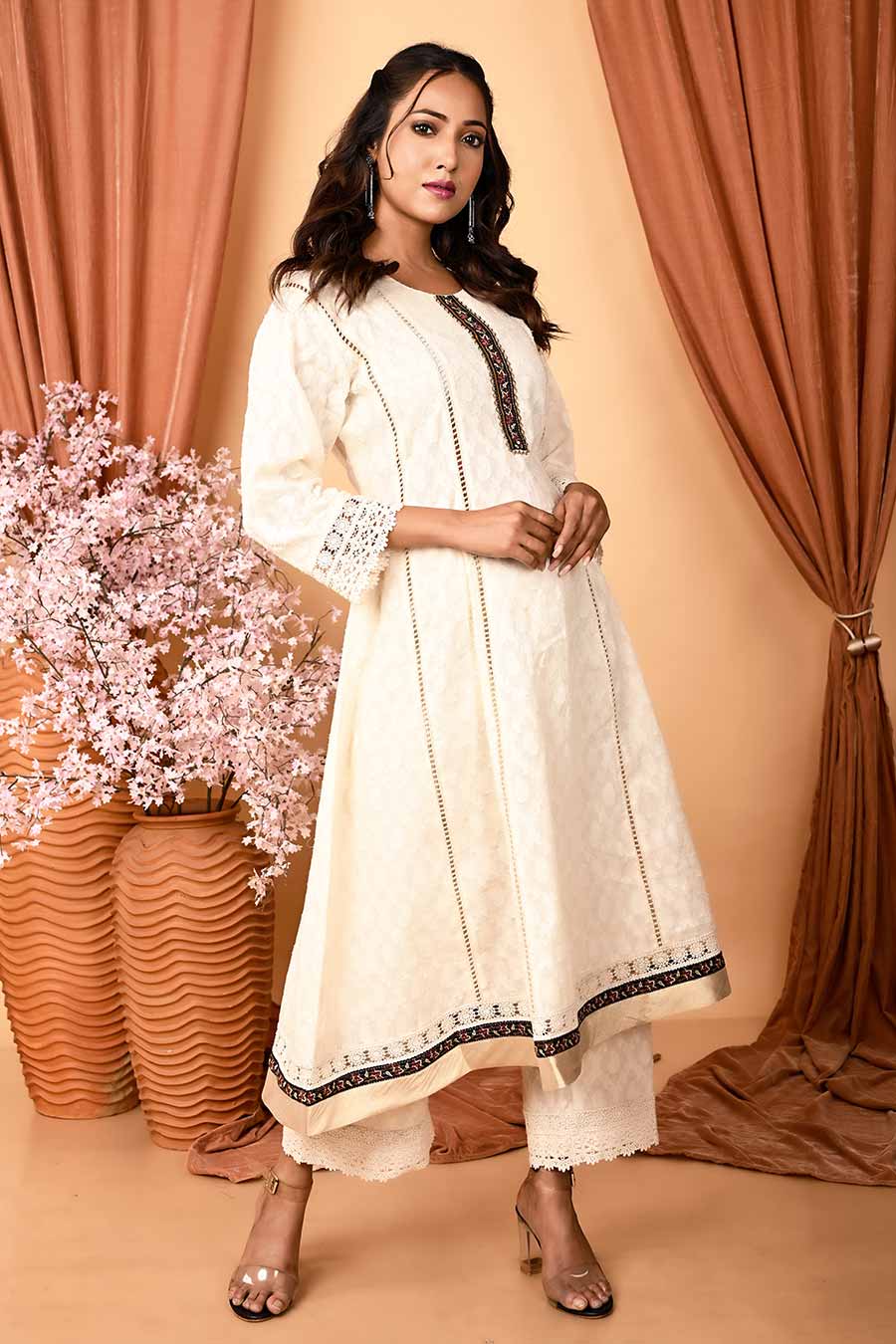 Ivory Hand Embroidered Kurta Set