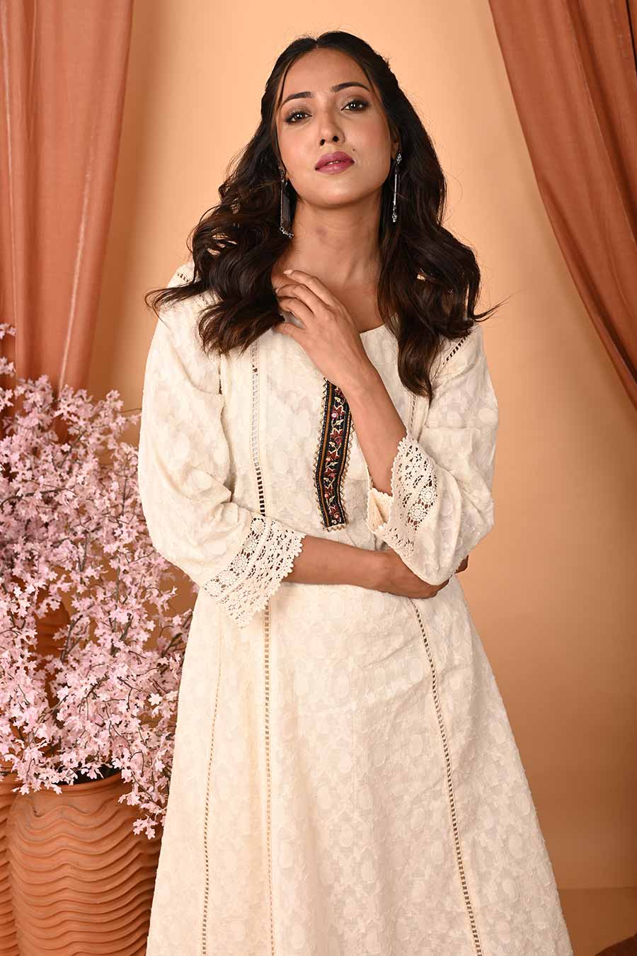 Ivory Hand Embroidered Kurta Set