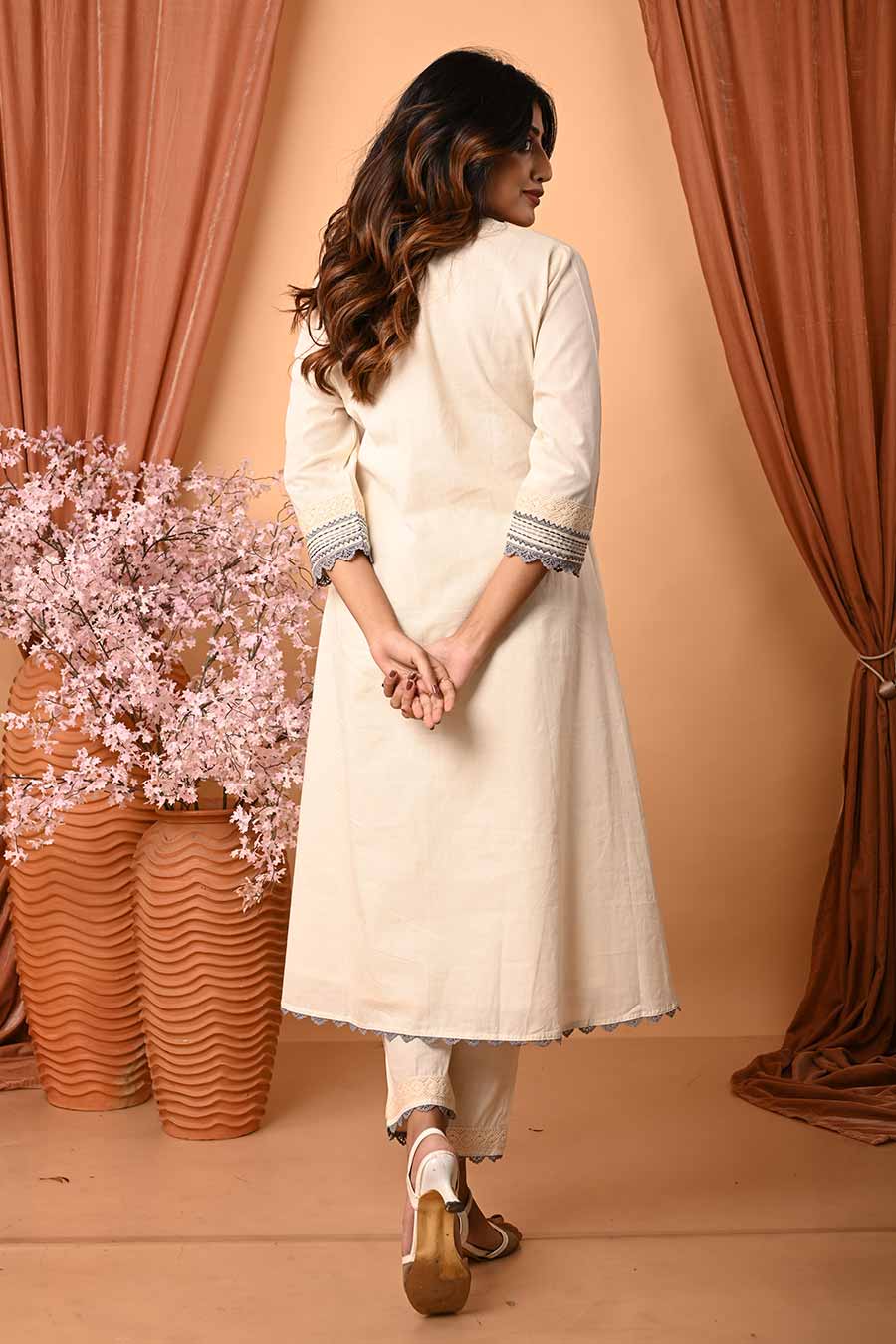 Ivory Hand Embroidered Kurta Set