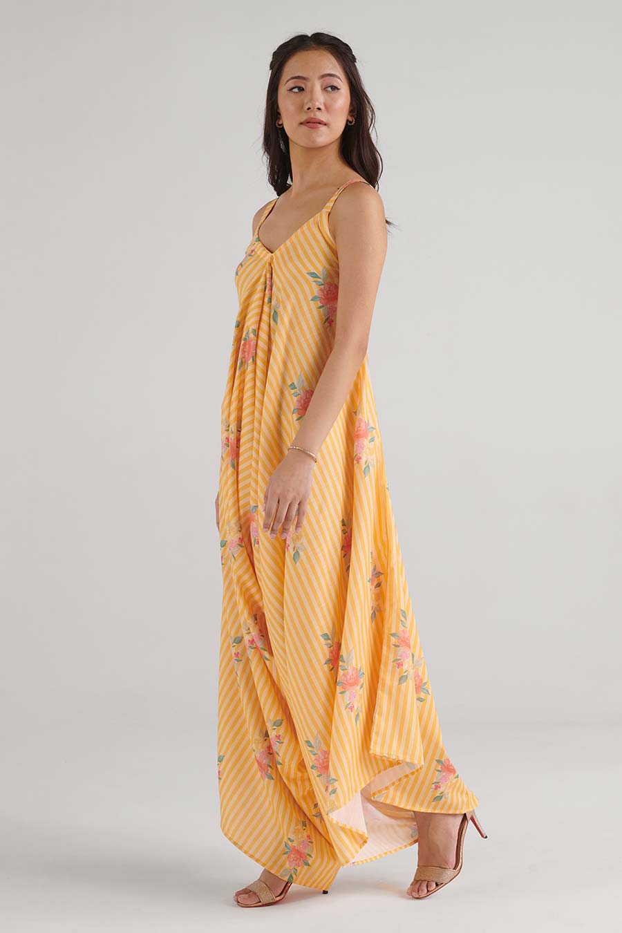 Amber Yellow Striped Palazzo Jumpsuit