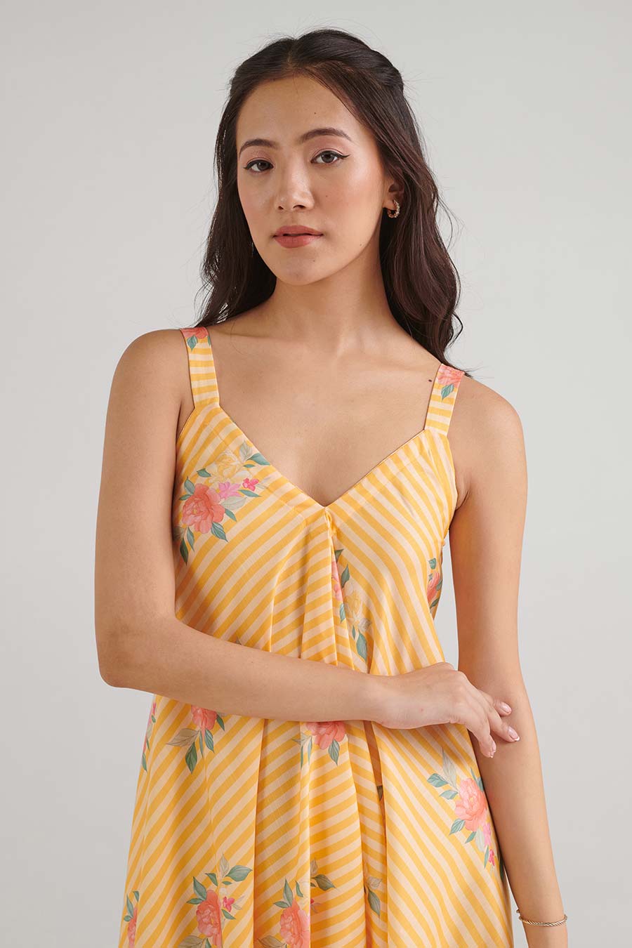 Amber Yellow Striped Palazzo Jumpsuit