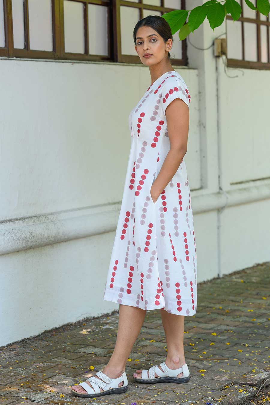 White Alva Maria Handblock Print Dress