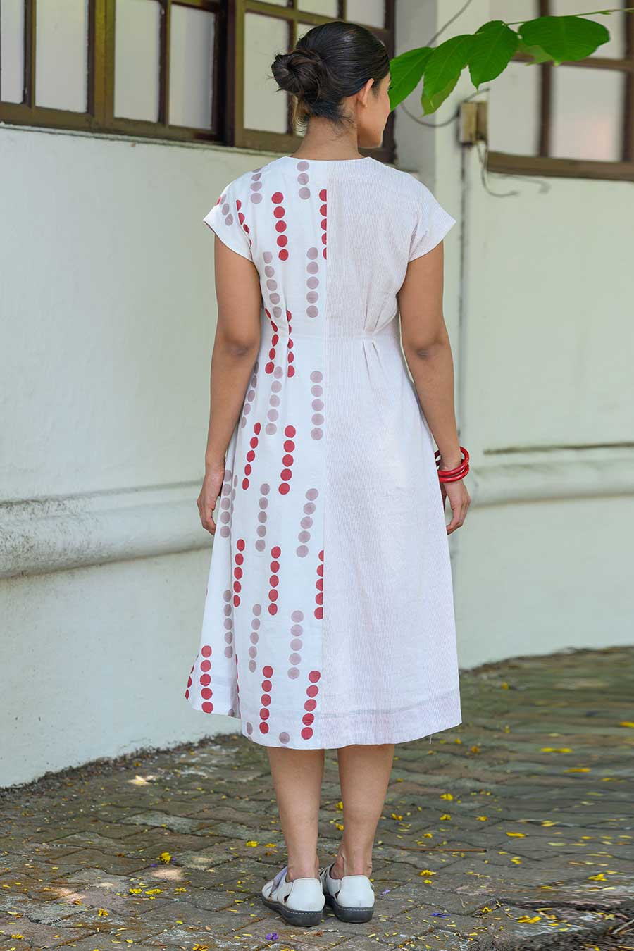 White Alva Maria Handblock Print Dress