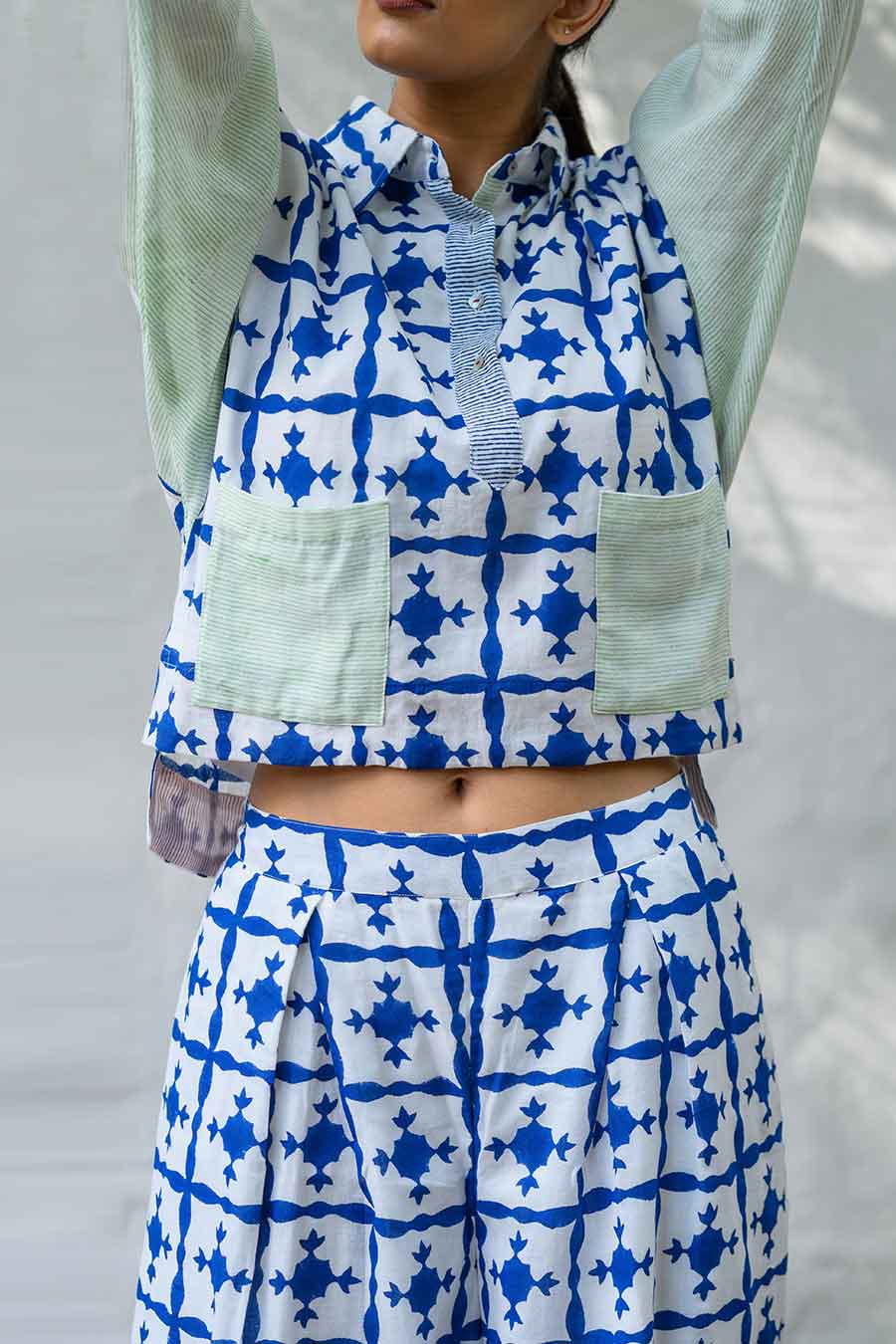 White Aurora Handblock Print Co-Ord Set