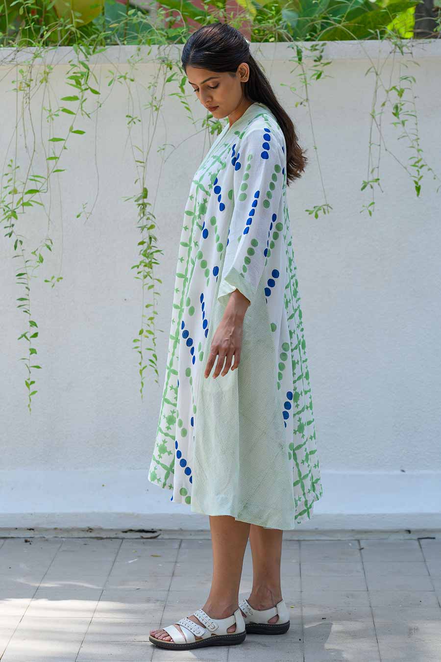 White Diana Handblock Printed Dress