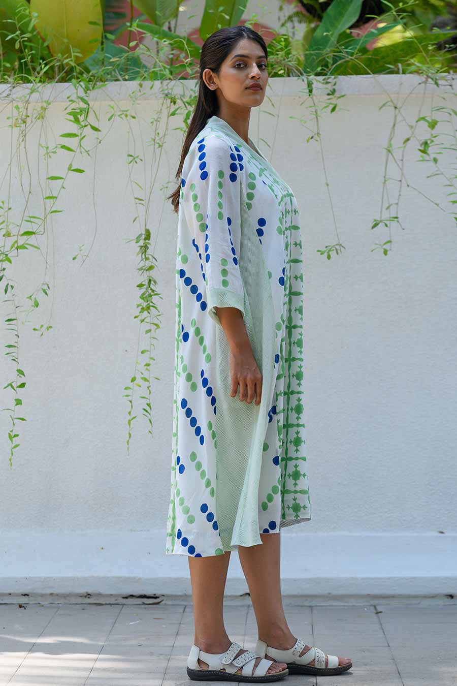 White Diana Handblock Printed Dress