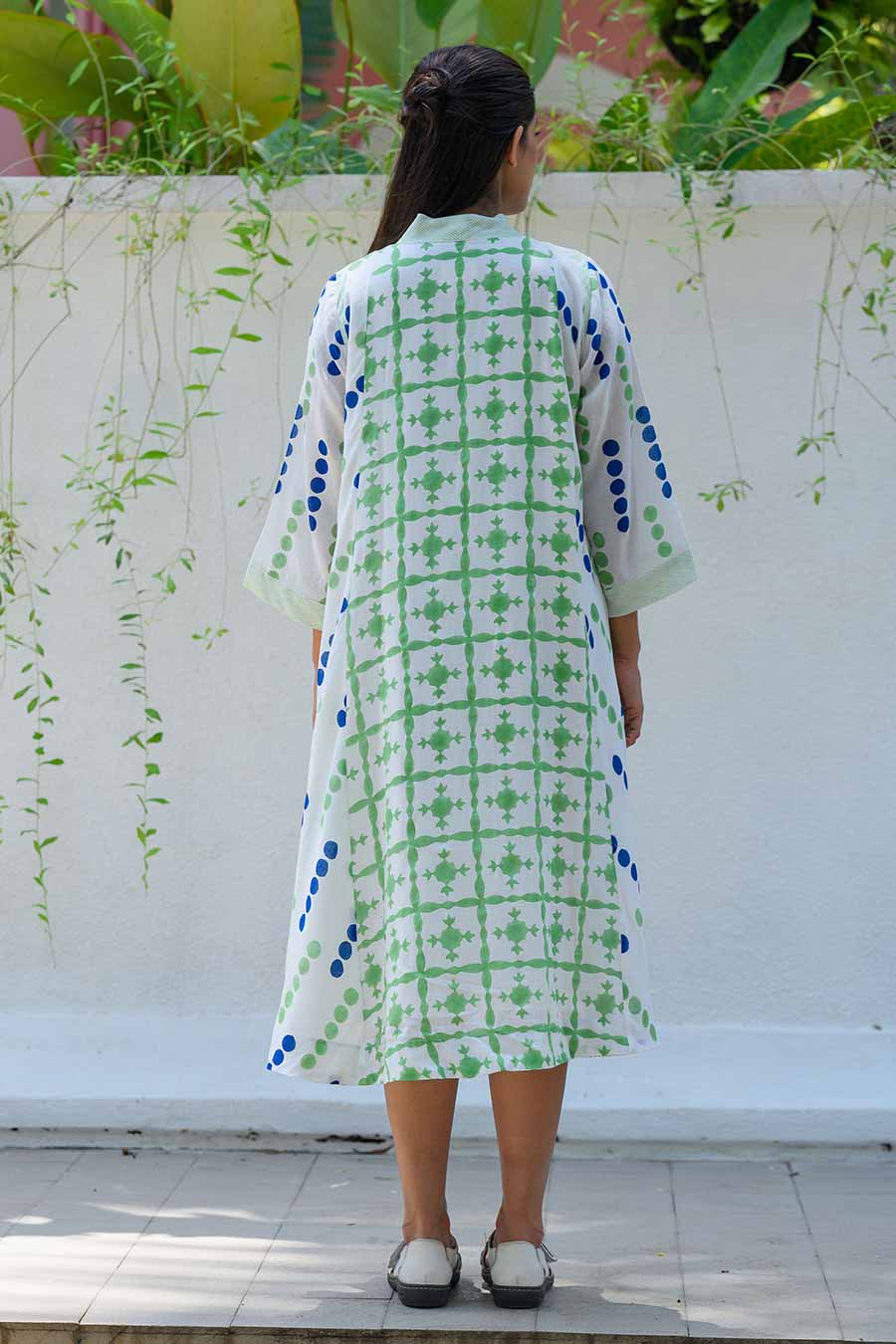 White Diana Handblock Printed Dress